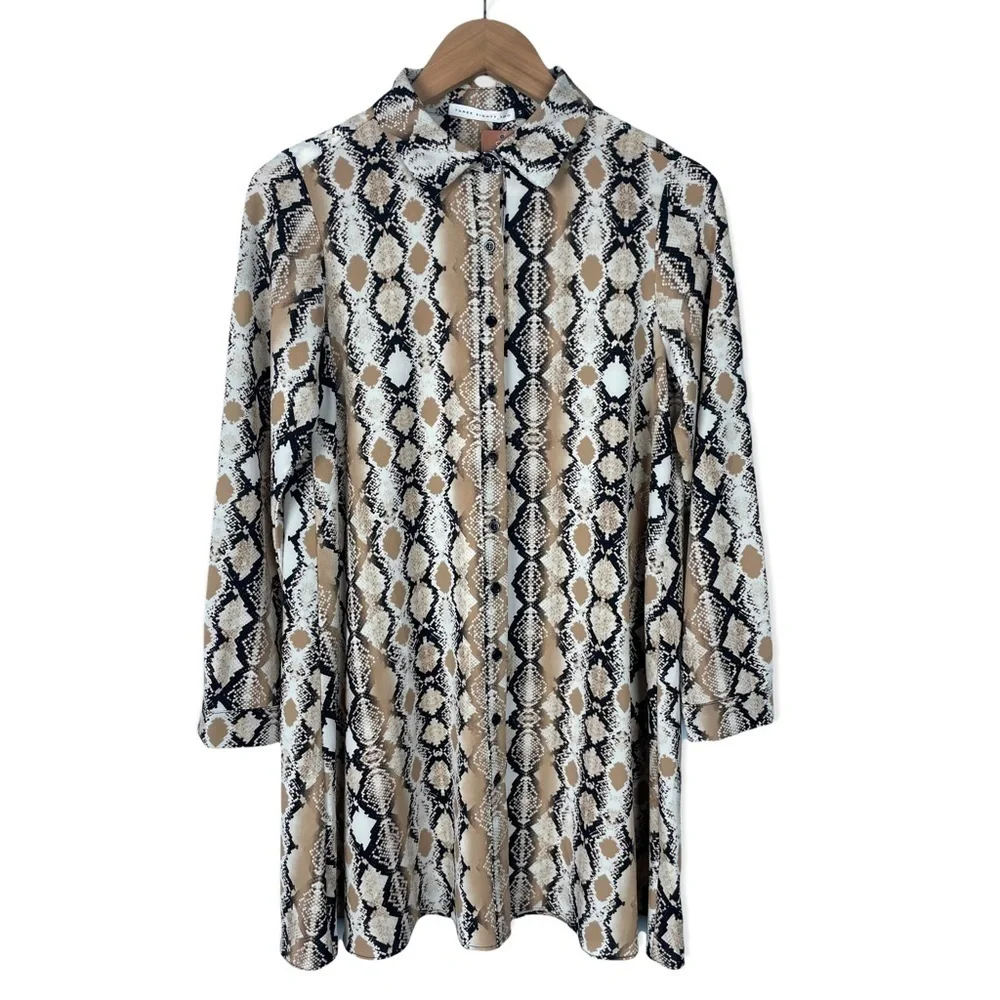 Three Eighty Two Mara Button Front Mini Dress In Python Reptile Size Small - Picture 3 of 16